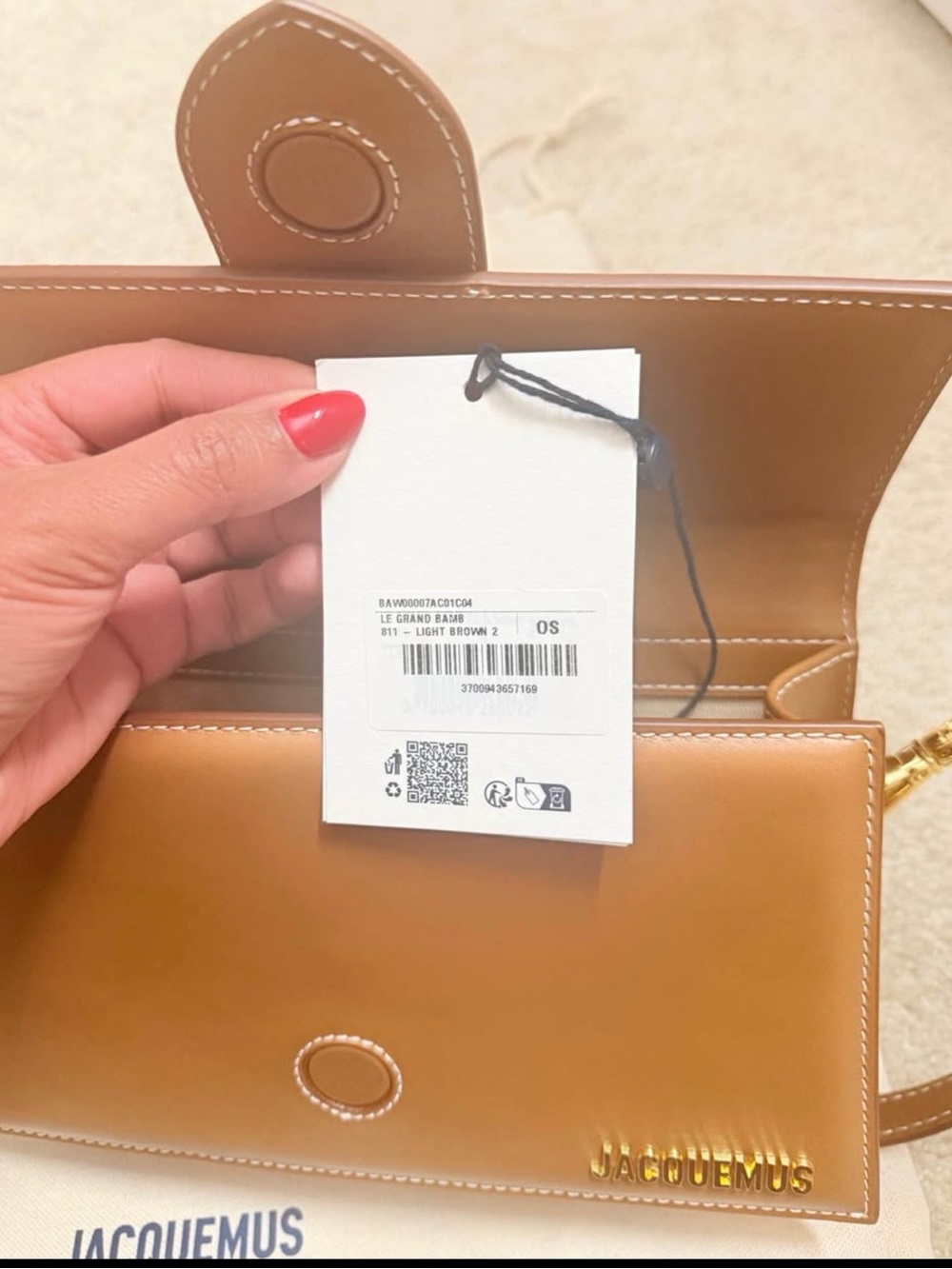 Brand New Jacquemus Light Brown Le Grand Bambin Crossbody Shoulder Bag